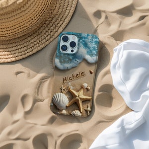 Customizable Beach Getaway Phone Case | Write Your Name In The Sandy Shores | Beach Art Design | iPhone | Galaxy | Pixel
