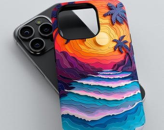 Tropical Sunset Phone Case: Vibrant Beach Design