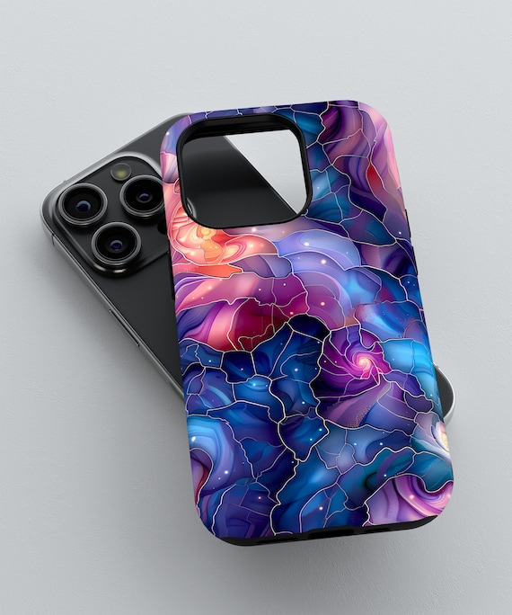 Cosmic Floral Stained Glass Phone Case | iPhone 15 14 13 12 11 pro max | Samsung Galaxy S22 S23 S24 Ultra | Google Pixel 6 7 8 pro case