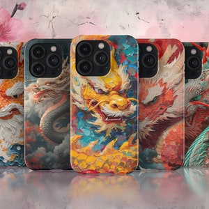 Funda para teléfono con motivo del Año Nuevo Lunar, diseño de dragón blanco imperial, cubierta con detalles dorados en relieve, elegante tema del Año Nuevo chino, accesorio protector