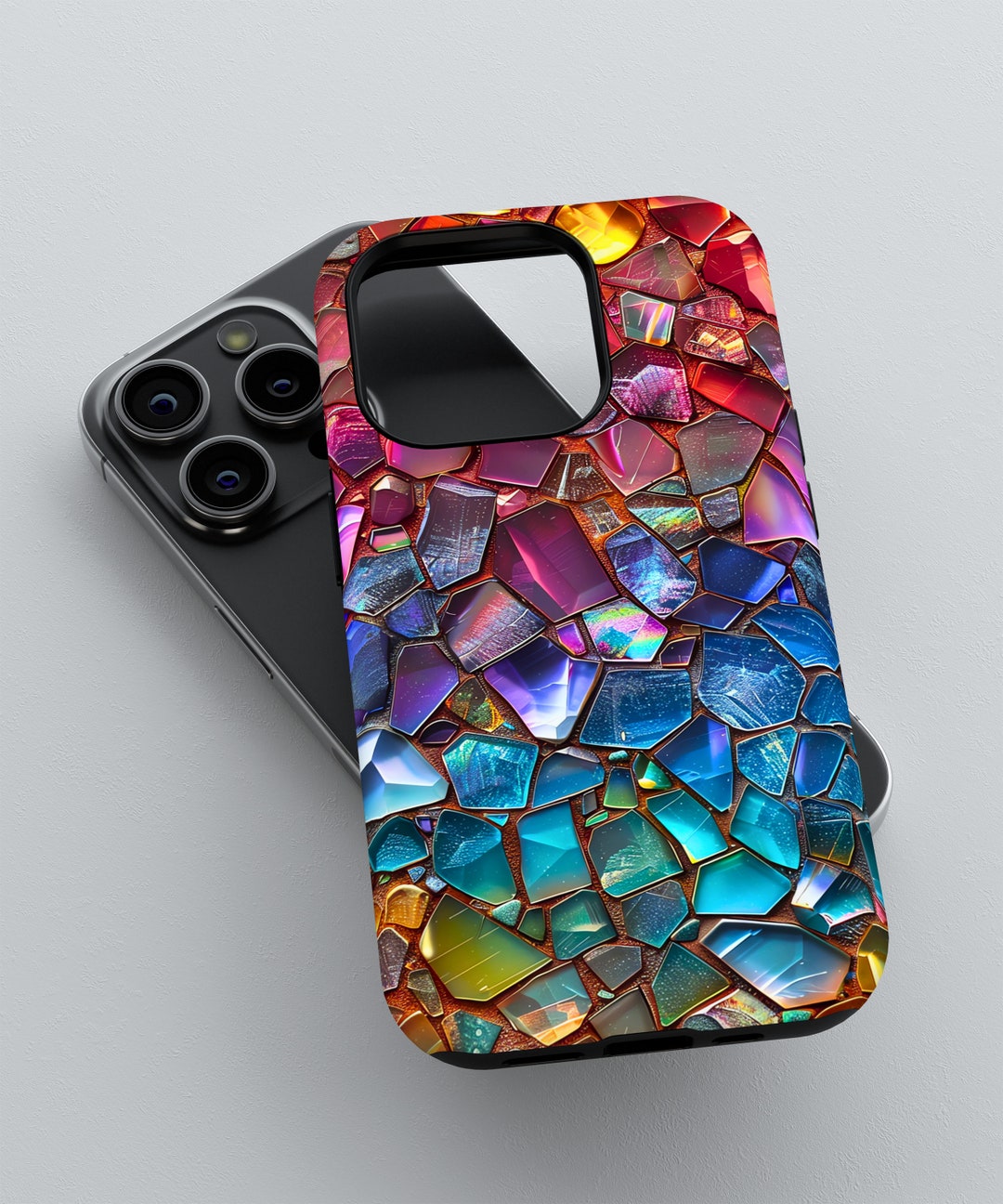 Vibrant Holographic Mosaic Phone Case iPhone 16 15 14 13 12 11 Pro