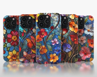 Vibrant Floral Stained Glass Phone Case | Floral Mosaic Cover | Artistic Botanical Protection | Floral Gift | iPhone, Pixel, Galaxy