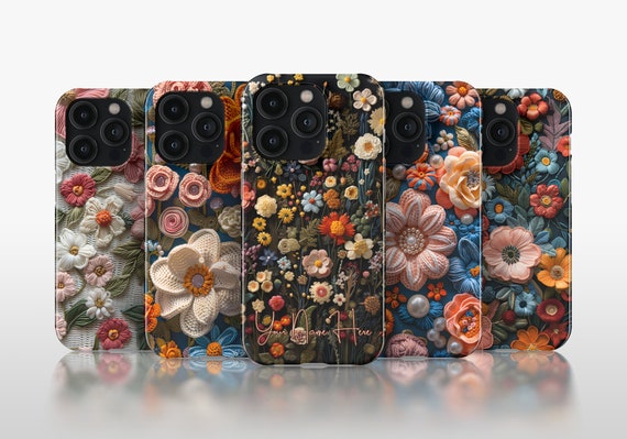 刺繍の花柄スマホケース：植物園デザイン - Etsy 日本
