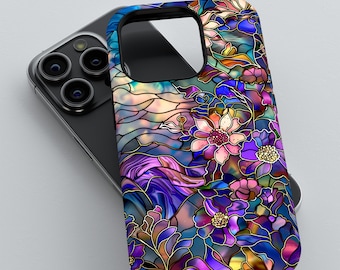 Enchanted Garden Stained Glass Phone Case | iPhone 16 15 14 13 12 11 pro max, Samsung Galaxy S22 S23 S24 Ultra, Google Pixel 6 7 8 pro