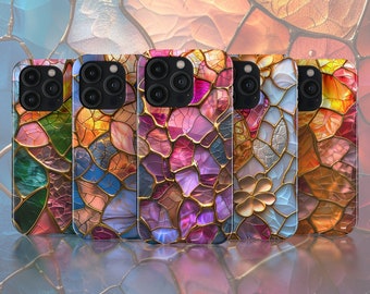 Personalisierte fesselnde Buntglas-Telefon-Hülle | Einzigartiges Mosaik-Buntglas-Design | iPhone | Galaxie | Pixelmodelle | Handwerklicher Herbst