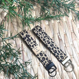 Cheetah Print Wristlet Keychain: Cotton Fabric Key Fob