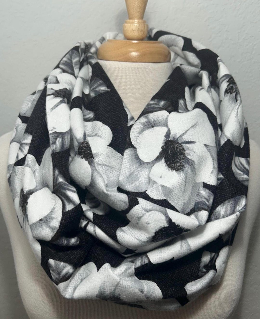 Black Floral Scarf
