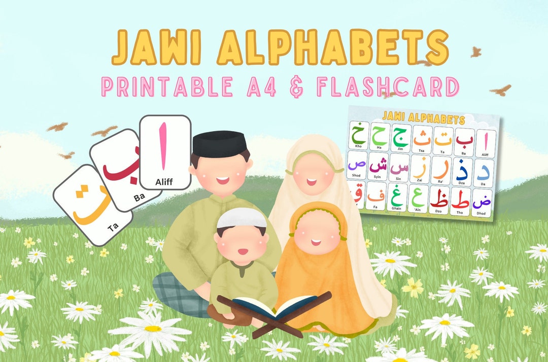 Flash Cards Jawi Arabic Alphabets Printable Digital D vrogue.co