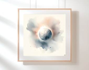 Eclipse 1 - Watercolor Digital Art Print (Instant Digital Download)