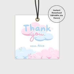 Cloud Nine Birthday Favor Tag, Cloud Nine Birthday Decorations, Favors, Thank You Tag, Editable Cloud Nine Tag, INSTANT DOWNLOAD CANVA