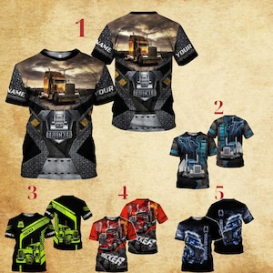 Custom Trucker 3D T-Shirt Collection – Personalized Semi Truck Driver Tee with Your Name, Big Rig Graphic Shirt for Men and Kids