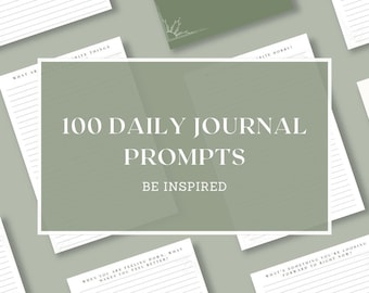 100 Journal Prompts | Journal Prompts | Daily Prompts | Writing Prompts | Journaling | Creative Writing |  Mindfulness | Digital Download