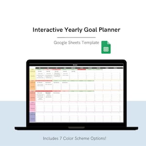Yearly Goal Planner | Interactive Yearly Goal Planner | Goal Tracker | Digital Planner | Digital Download Planner | Google Sheets Template