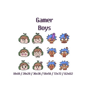 Green and Blue Gamer Boys Twitch and Discord Emotes l Twitch Emotes l Discord Emotes l Emotes l Digital Download