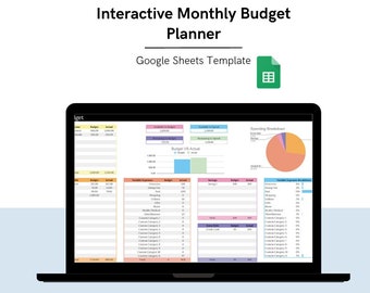 Interactive Monthly Budget Planner | Budget Planner | Budget Tracker | Digital Planner | Digital Download Planner | Google Sheets Template