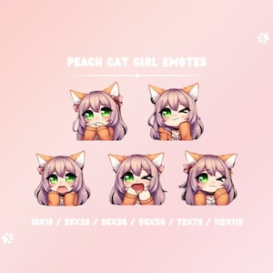 Peach Cat Girl Twitch and Discord Emotes l Chibi Girl Emotes l Twitch Emotes l Discord Emotes l Emotes l Digital Download