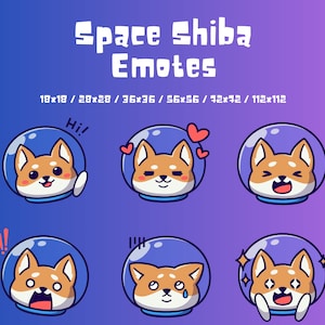 Space Shiba Twitch and Discord Emotes l Twitch Emotes l Discord Emotes l Emotes l Digital Download