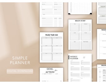 Einfache Planer Bundle | Planer Kollektion| Digitaler Planer| Planer Bundle| Kalender | Digitaler Download