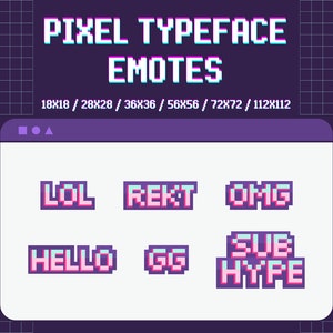 Retro Pixel Typeface Twitch and Discord Emotes l Twitch Emotes l Discord Emotes l Emotes l Digital Download