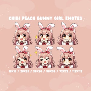 Chibi Peach Bunny Girl Twitch and Discord Emotes l Chibi Girl Emotes l Twitch Emotes l Discord Emotes l Emotes l Digital Download