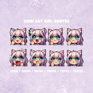Chibi Cat Girl Twitch and Discord Emotes l Chibi Girl Emotes l Twitch Emotes l Discord Emotes l Emotes l Digital Download