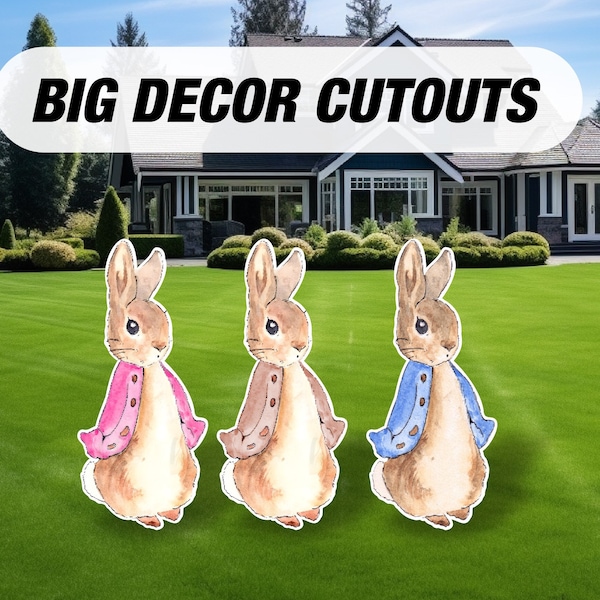 Peter Rabbit Cutout Decoration, Peter Rabbit baby shower decor, cutouts, lawn signs, yard sign, backdrop centerpieces, high res