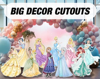 Princess decoration Princess cutouts, standees, stands, lawn signs, yard sign, backdrop centerpieces, princess party prop high res