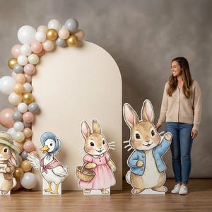 Kaninutklippsdekoration, påskkanin babyshowerdekor, utklippta figurer, gräsmatteskyltar, trädgårdsskylt, bakgrundsdekorationer, hög upplösning