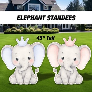 Elephant babyshower decor, baby elephant cutouts, lawn signs, yard sign, backdrop centerpieces, high res