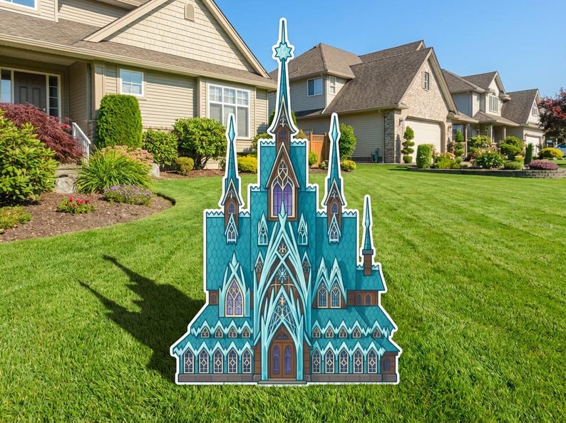 Frozen Princess Castle Cutout, Lawn Sign, Party Backdrop image 2