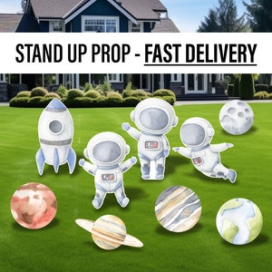 Cute Baby Astronaut Cutouts watercolor Outerspace Cutouts centerpieces astro standee, Space themed Party Decor, table toppers babyshower