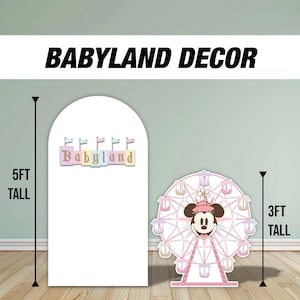 pink babyland backdrop babyshower ferris wheel sign decor Sketch Stand Up Prop standee, lawn signs, yard sign, backdrop, gold blue, high res