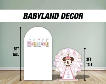Fondo de Babyland rosa, letrero de noria para baby shower, decoración de bocetos, letrero de pie, letrero de césped, letrero de jardín, fondo, azul dorado, alta resolución