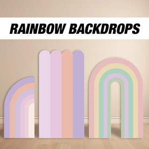 Large Rainbow Backdrop Pastel Backdrops with stands, NOT fabric. 4mm coroplast backdrop