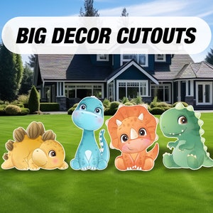 Iggy Dinosaur party decoration, Baby dinosaur party decoration, cutouts, lawn signs, yard signs, backdrop centerpieces, party props XSmall FullSet - 16"