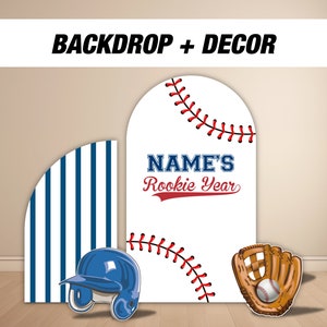 Rookie Year Backdrop Baseball themed Panel Backdrop with stands, NOT fabric. 4mm coroplast backdrop