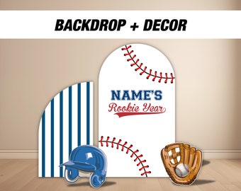 Rookie Year Backdrop Baseball themed Panel Backdrop with stands, NOT fabric. 4mm coroplast backdrop