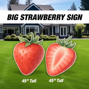 BIG Strawberry yard art lawn sign cutouts prop decoration first birthday berry Sweet strawberry themed Birthday Party Decor stakes standee