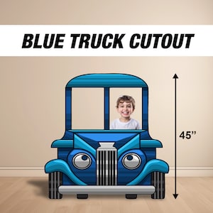 Découpe de camion bleu, accessoire photo, cadre selfie, décoration de fête d'anniversaire, découpes, panneaux de pelouse, panneau de jardin, centres de table de toile de fond, haute résolution