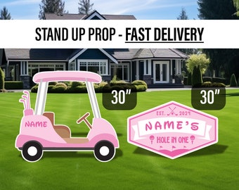 Baby pink golf cutout golf party birthday decor, cut out, lawn signs, yard sign, backdrop centerpieces, high res