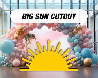 Sun Cutout, large sun decor, here comes the son sun sign, babyshower decor, cutouts, lawn signs, yard sign, backdrop centerpieces, high res