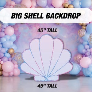Glitter Backdrop clam shell mermaid cutout Sea shell birthday under the sea ocean themed, mermaid themed Party Decor, baby shower