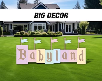 Recortes de decoración para letreros de baby shower de BIG Babyland, fondo, soporte para bocetos, letreros de césped, letreros de jardín, fondo, alta resolución