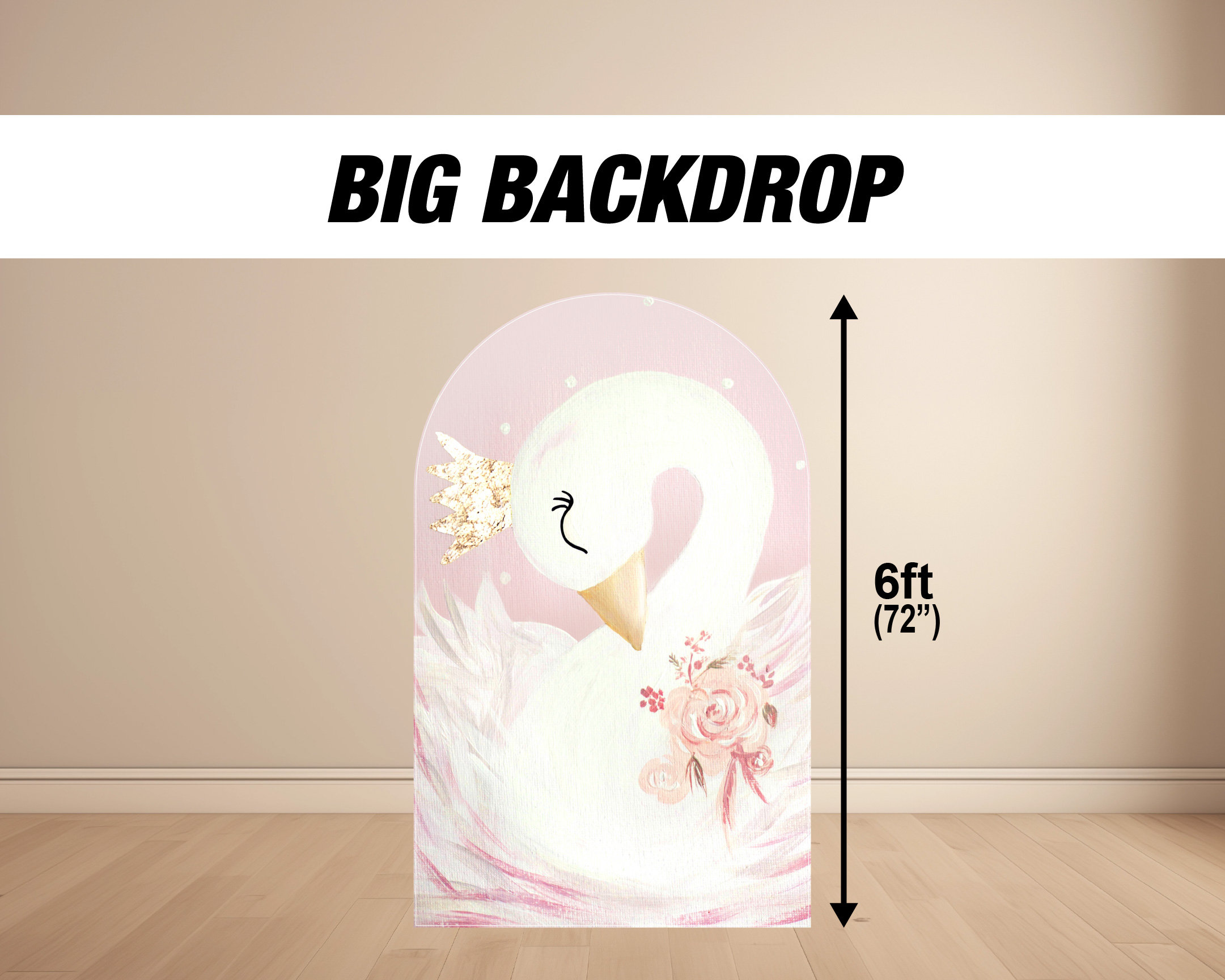 Menu Backdrop Swan Swan Princess Backdrop Pastel Pink Backdrops With Stands, NOT Fabric ...
