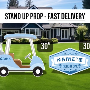 Baby blue golf cutout golf party birthday decor, cut out, lawn signs, yard sign, backdrop centerpieces, high res