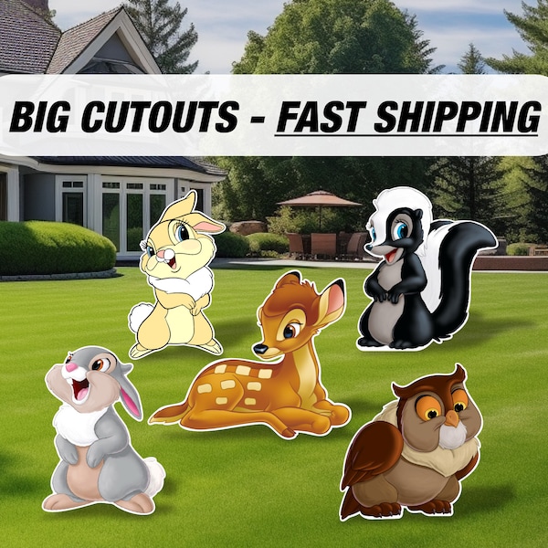 Bambi Cutouts, Bambi decoration birthday lawn yard signs, art, centerpieces, tabletoppers, caketoppers, backdrop, party prop