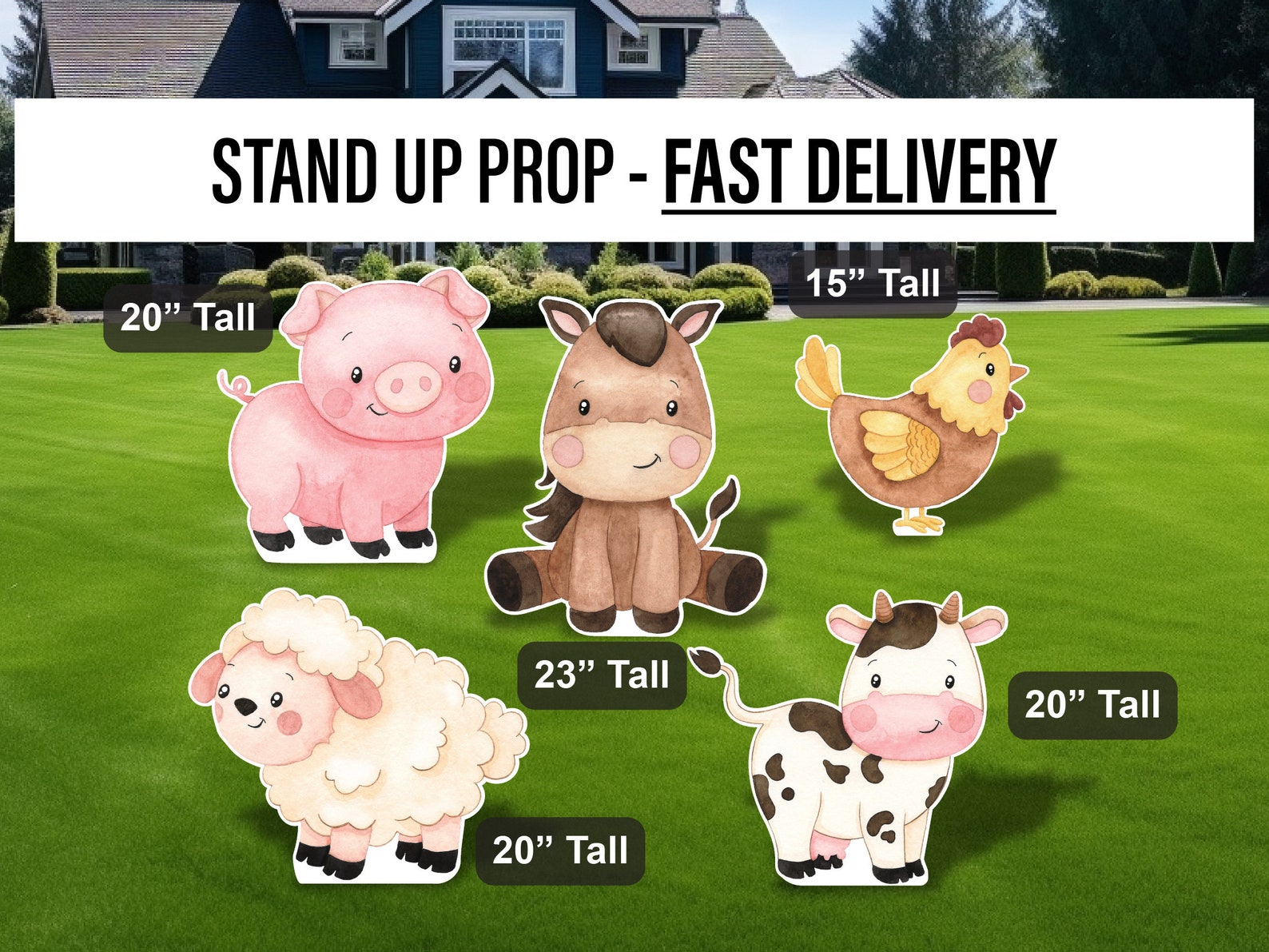 Farm Animal Cutouts Cute Watercolor Farm Cutouts Centerpieces Farm ...