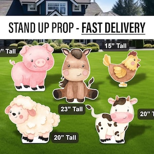 Animaux de la ferme découpes mignon ferme aquarelle découpes centres de table animal de la ferme voyageur debout, décoration de fête sur le thème de la ferme, décoration de table baby shower
