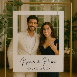 Selfie Photo Frame Custom Printed Prop – Polaroid Frame Bridal Shower, Baby Shower, Wedding Photo Booth Sign – Ready to Use, Party Picture