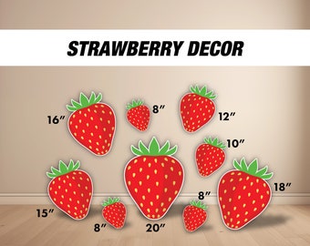 Ritagli di fragole, decorazioni a forma di fragola, decorazioni per feste di compleanno a tema fragola per baby shower, baby shower, festa di compleanno, supporti per oggetti di scena per feste